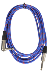 Guitar Lead 6M Braided Straight to Right Angle 1/4